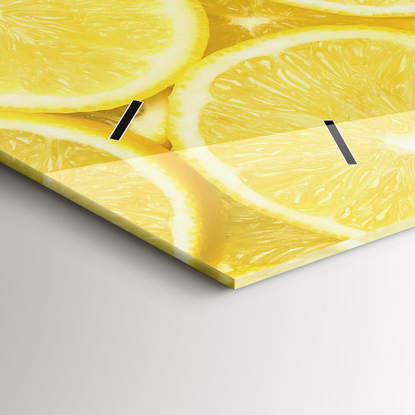 Glass wall clock rectangular Lemon slices