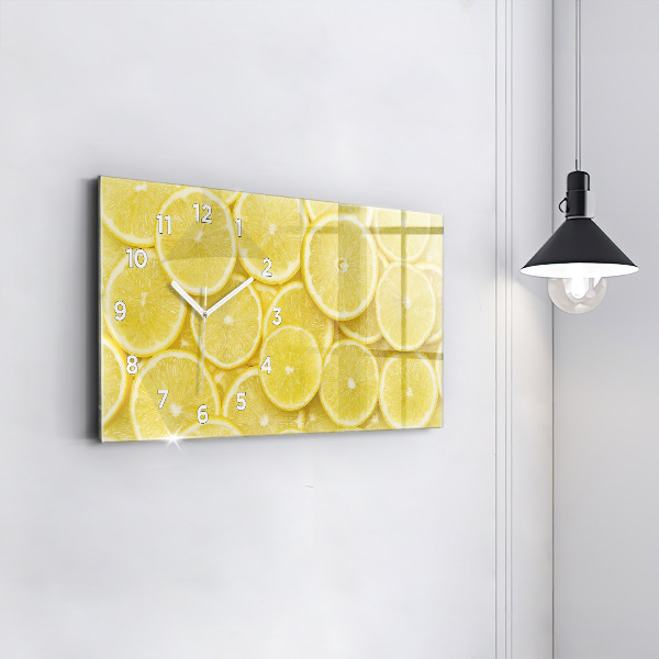 Glass wall clock rectangular Lemon slices