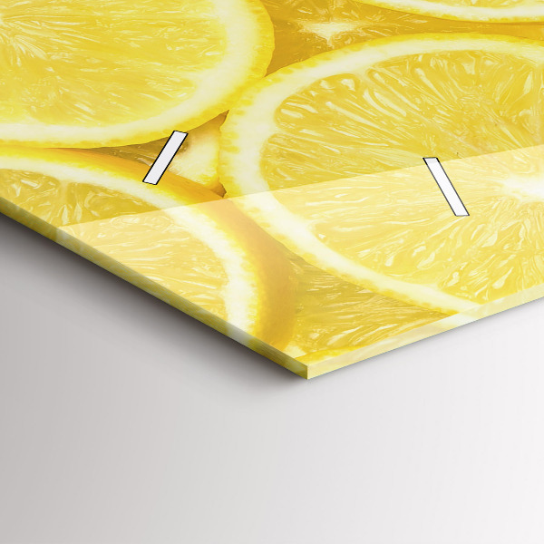 Glass wall clock rectangular Lemon slices