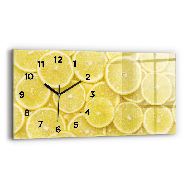 Glass wall clock rectangular Lemon slices