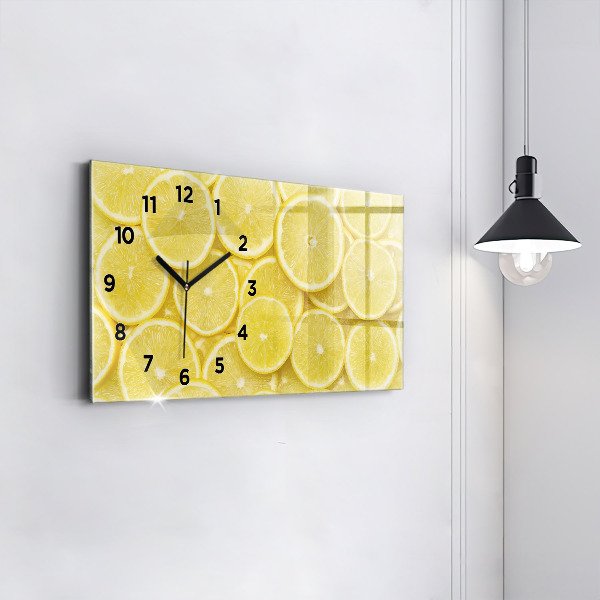 Glass wall clock rectangular Lemon slices