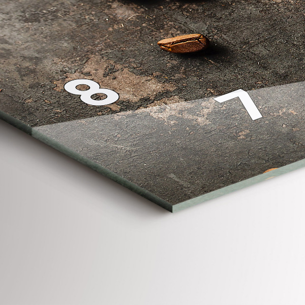 Glass wall clock rectangular A bag of coffee beans