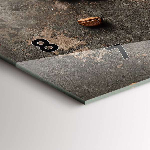 Glass wall clock rectangular A bag of coffee beans