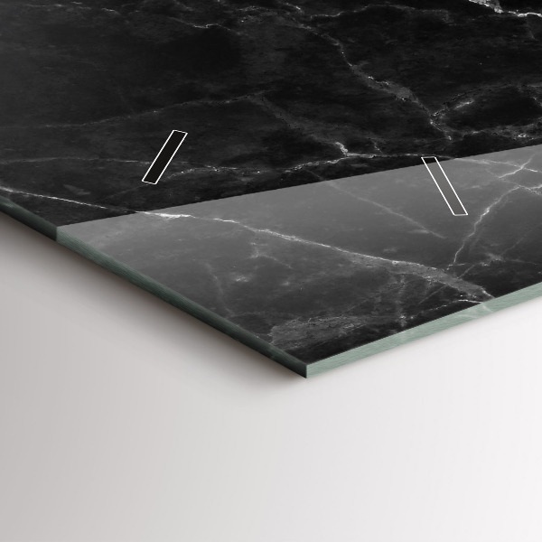 Glass wall clock rectangular Dark marble