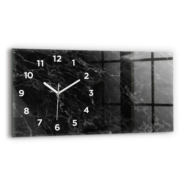 Glass wall clock rectangular Dark marble