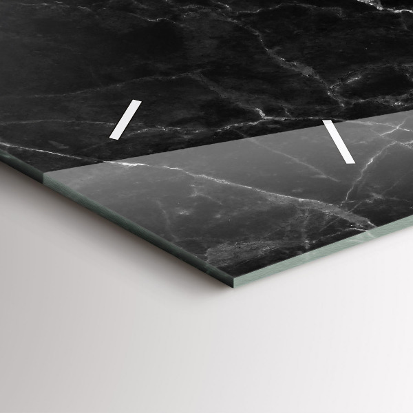 Glass wall clock rectangular Dark marble