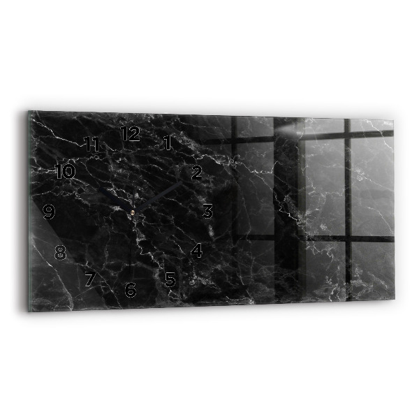 Glass wall clock rectangular Dark marble