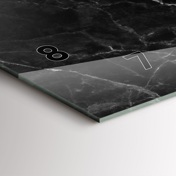 Glass wall clock rectangular Dark marble