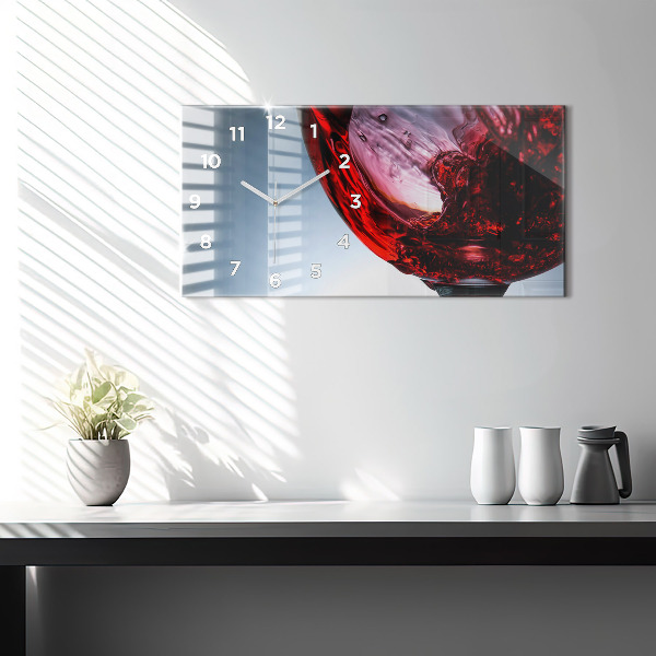 Glass wall clock rectangular Glass of wine