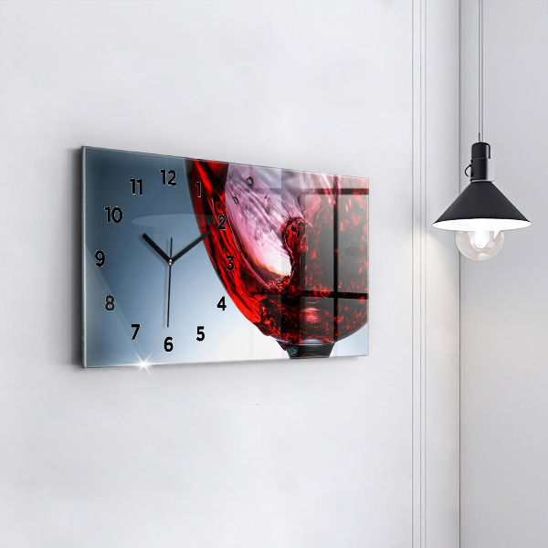 Glass wall clock rectangular Glass of wine