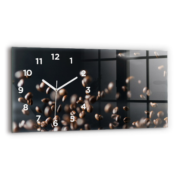 Glass wall clock rectangular Coffee beans