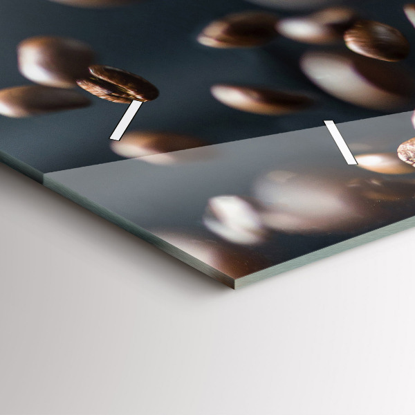Glass wall clock rectangular Coffee beans