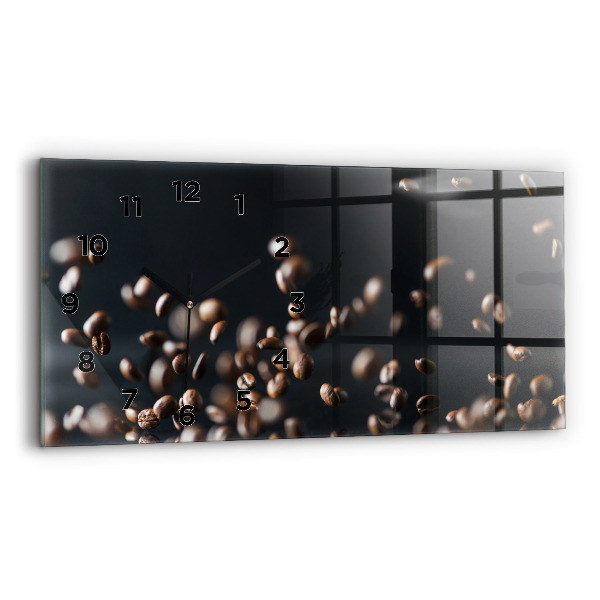 Glass wall clock rectangular Coffee beans