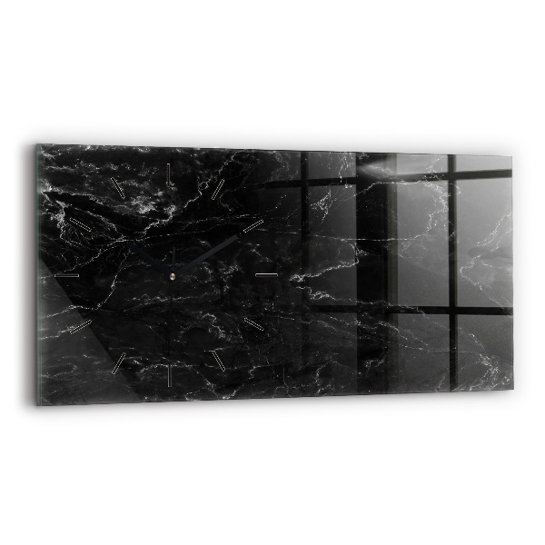 Glass wall clock rectangular Black marble