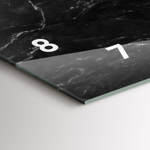 Glass wall clock rectangular Black marble
