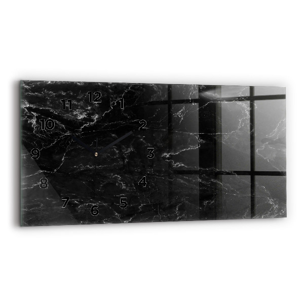 Glass wall clock rectangular Black marble