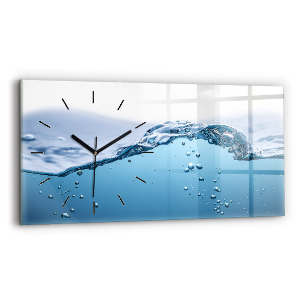 Glass wall clock rectangular Close-up of water