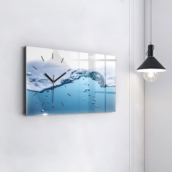 Glass wall clock rectangular Close-up of water