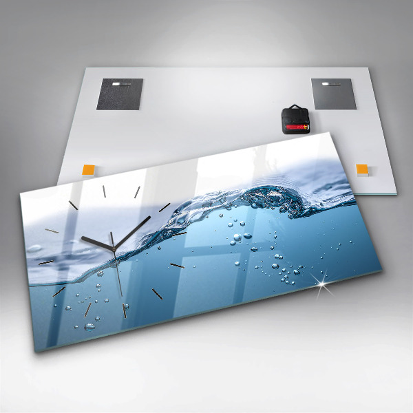 Glass wall clock rectangular Close-up of water