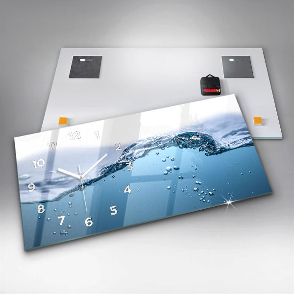 Glass wall clock rectangular Close-up of water