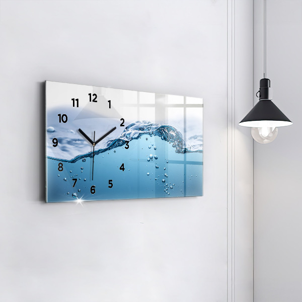 Glass wall clock rectangular Close-up of water