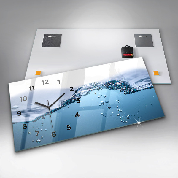 Glass wall clock rectangular Close-up of water