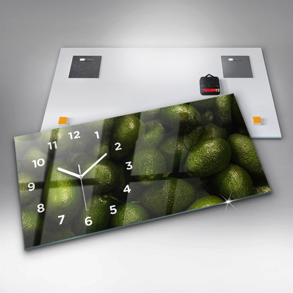 Glass wall clock rectangular Avocado