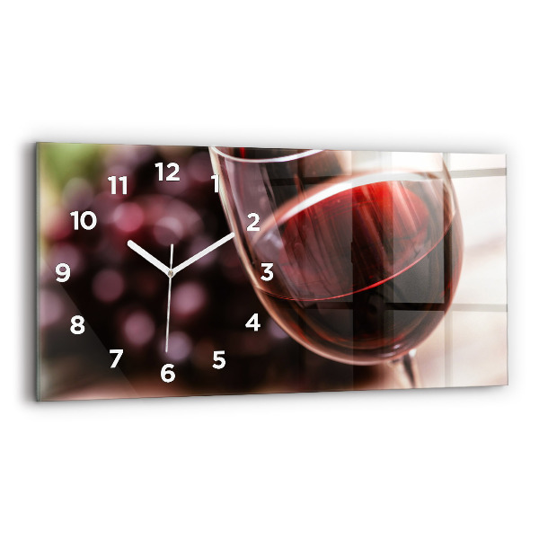 Glass wall clock rectangular A glass of red wine