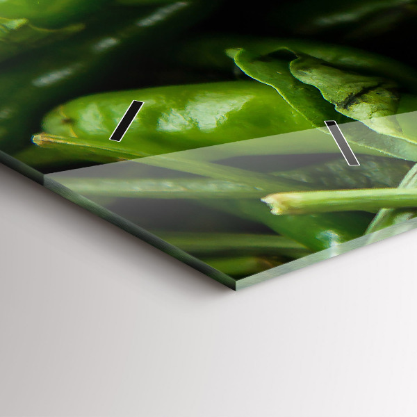 Glass wall clock rectangular Green pepper