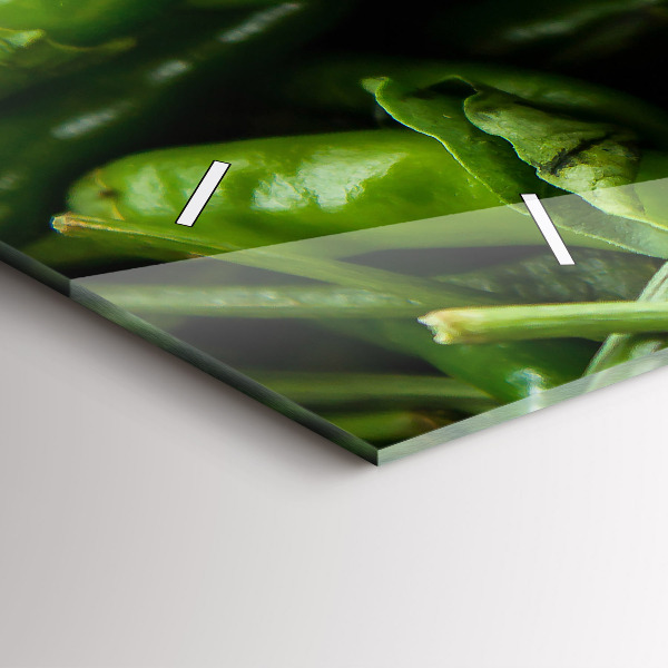Glass wall clock rectangular Green pepper