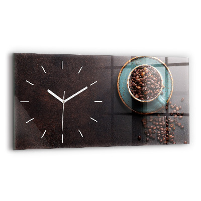 Glass wall clock rectangular A cup of coffee