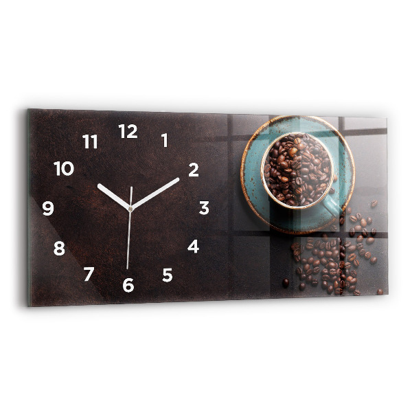 Glass wall clock rectangular A cup of coffee