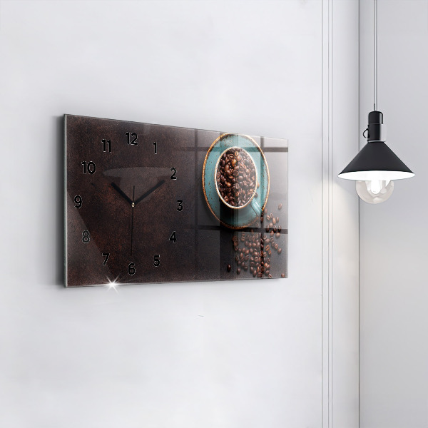 Glass wall clock rectangular A cup of coffee