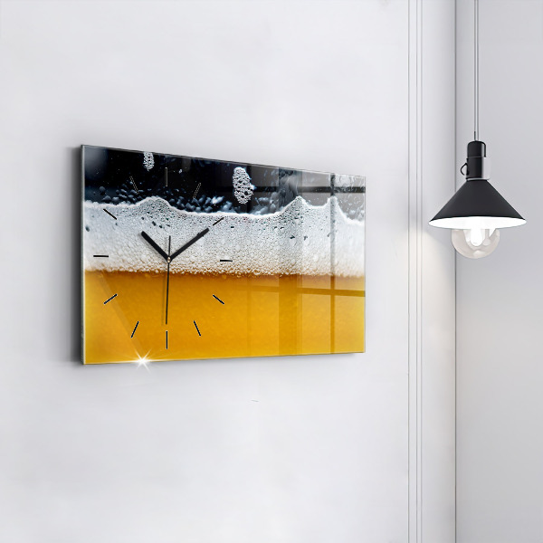 Glass wall clock rectangular Close-up of beer