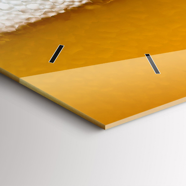 Glass wall clock rectangular Close-up of beer