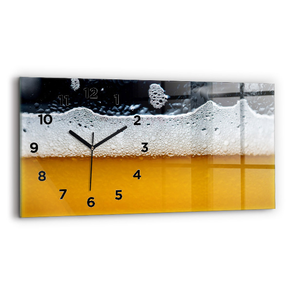 Glass wall clock rectangular Close-up of beer