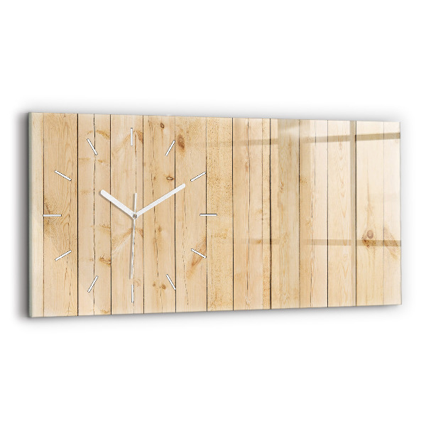 Glass wall clock rectangular Wooden boards
