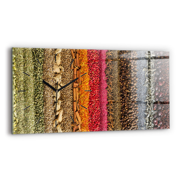 Glass wall clock rectangular Rows of spices