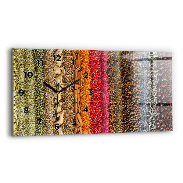 Glass wall clock rectangular Rows of spices