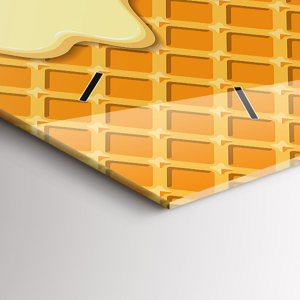 Glass wall clock rectangular Waffle and ice cream