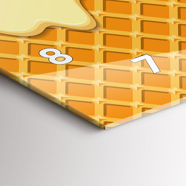 Glass wall clock rectangular Waffle and ice cream