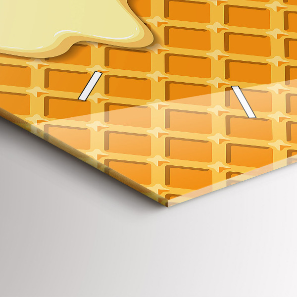 Glass wall clock rectangular Waffle and ice cream