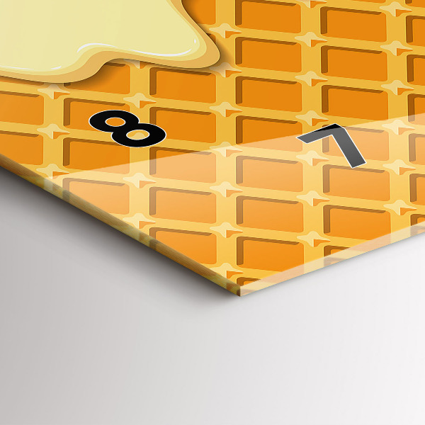 Glass wall clock rectangular Waffle and ice cream