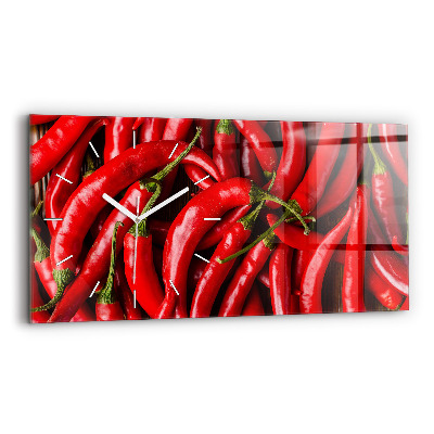 Glass wall clock rectangular Hot peppers