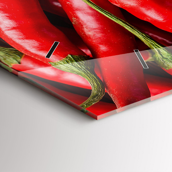 Glass wall clock rectangular Hot peppers