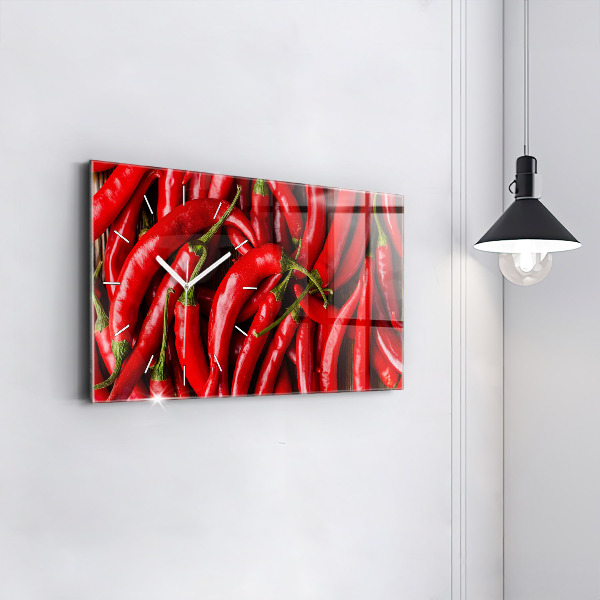 Glass wall clock rectangular Hot peppers