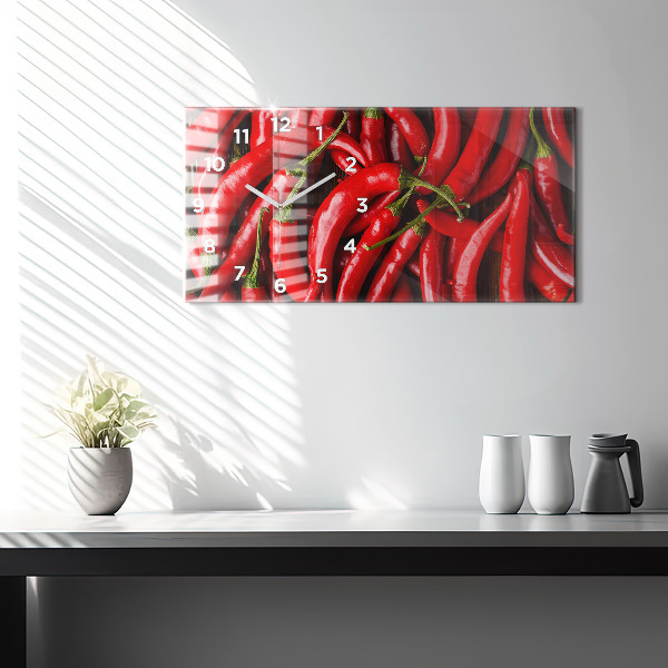 Glass wall clock rectangular Hot peppers