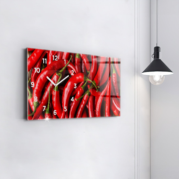 Glass wall clock rectangular Hot peppers