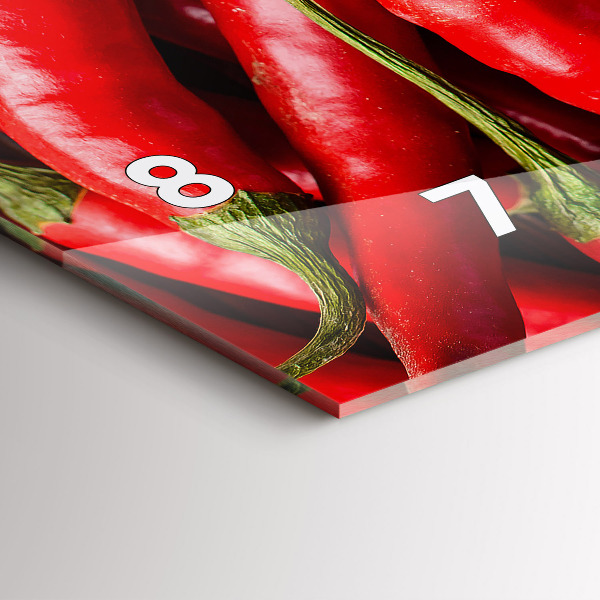 Glass wall clock rectangular Hot peppers