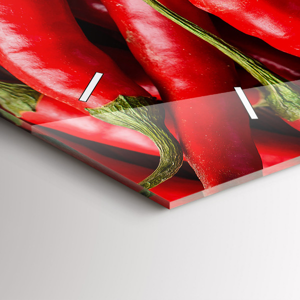 Glass wall clock rectangular Hot peppers